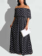 Step Out in Style with Our Off-Shoulder Polka Dot Printed Maxi Dress