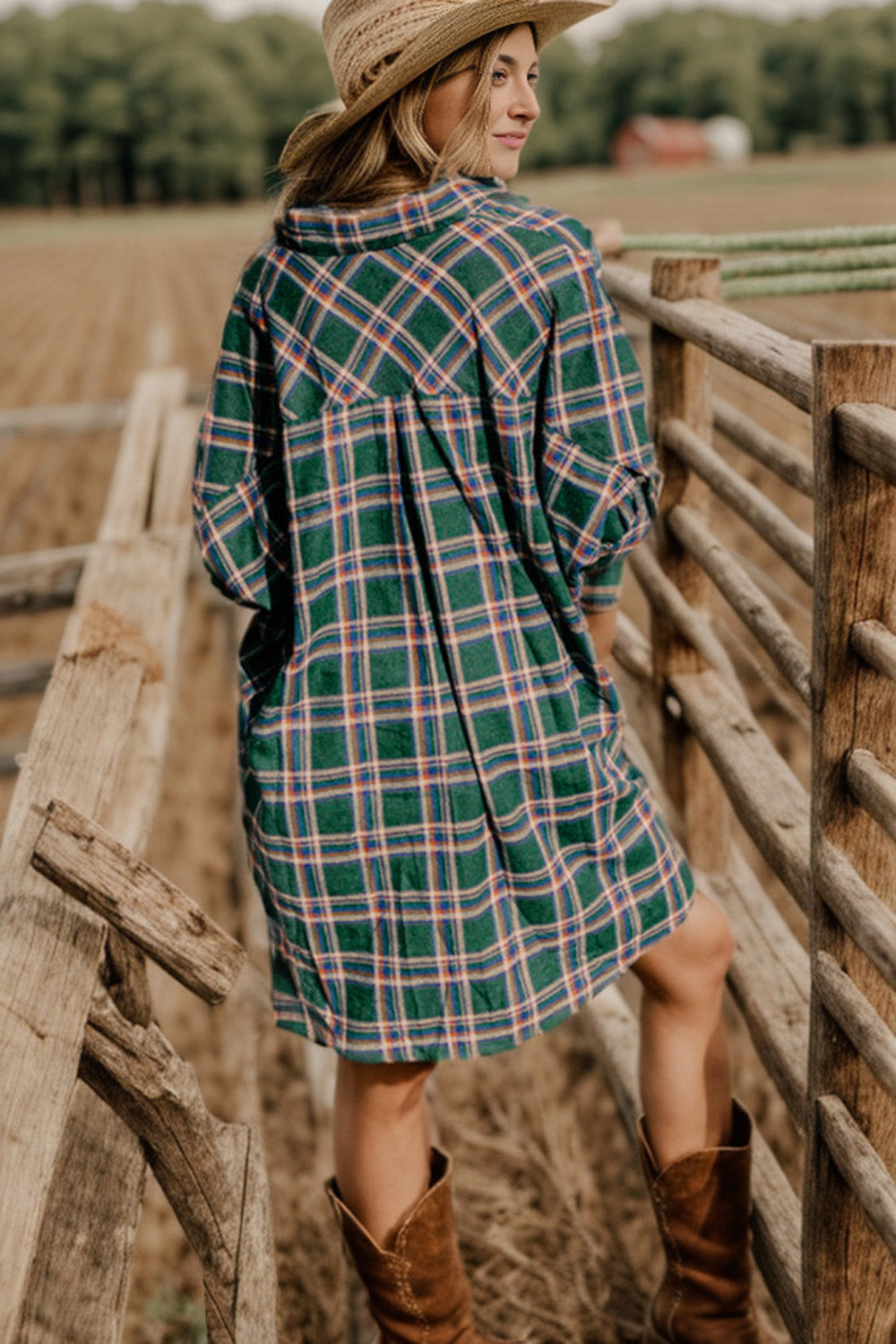 Step Out in Style with the Plaid Button Up Collared Neck Shirt Dress