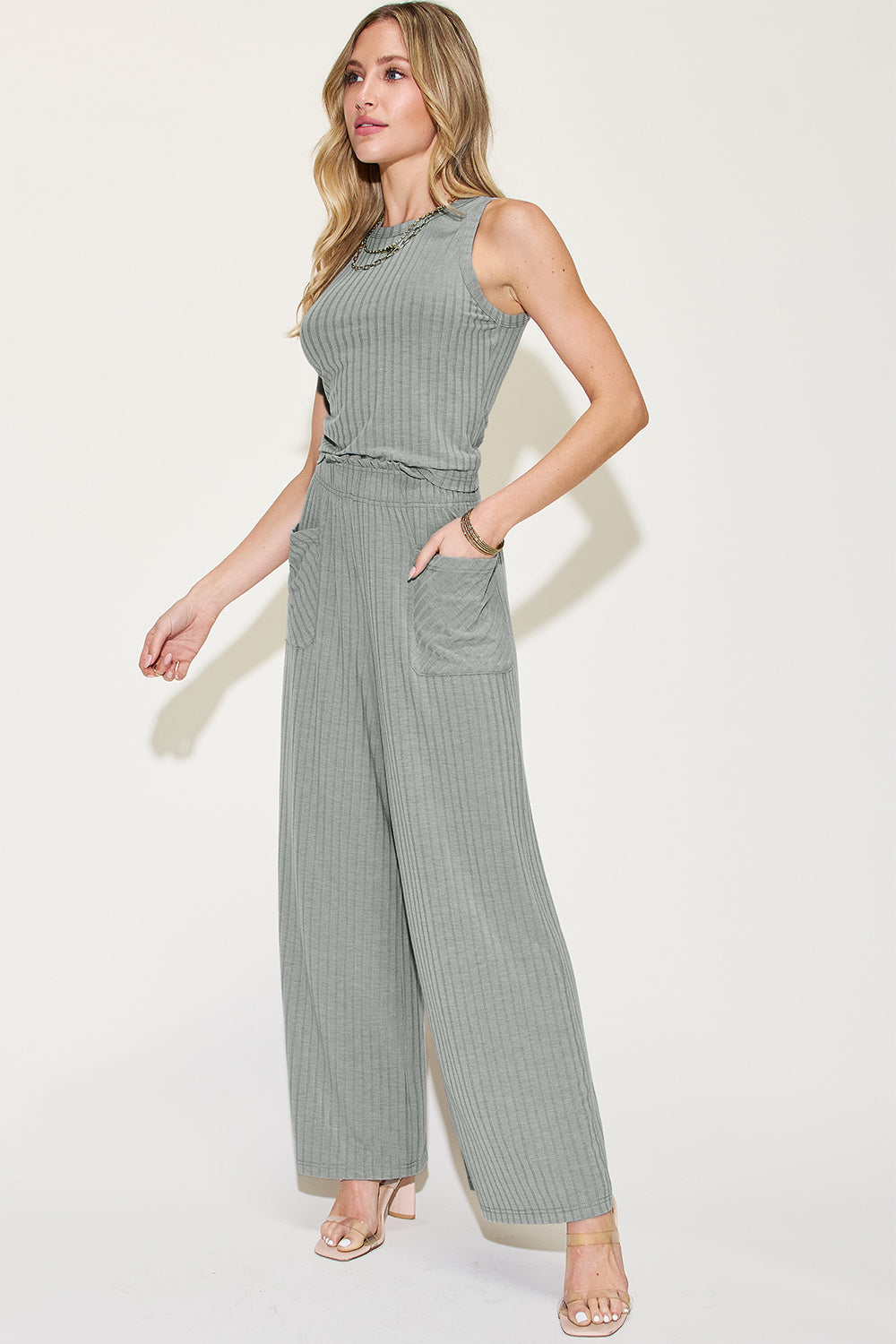 Embrace Effortless Style with the Basic Bae Ribbed Tank and Pants Set