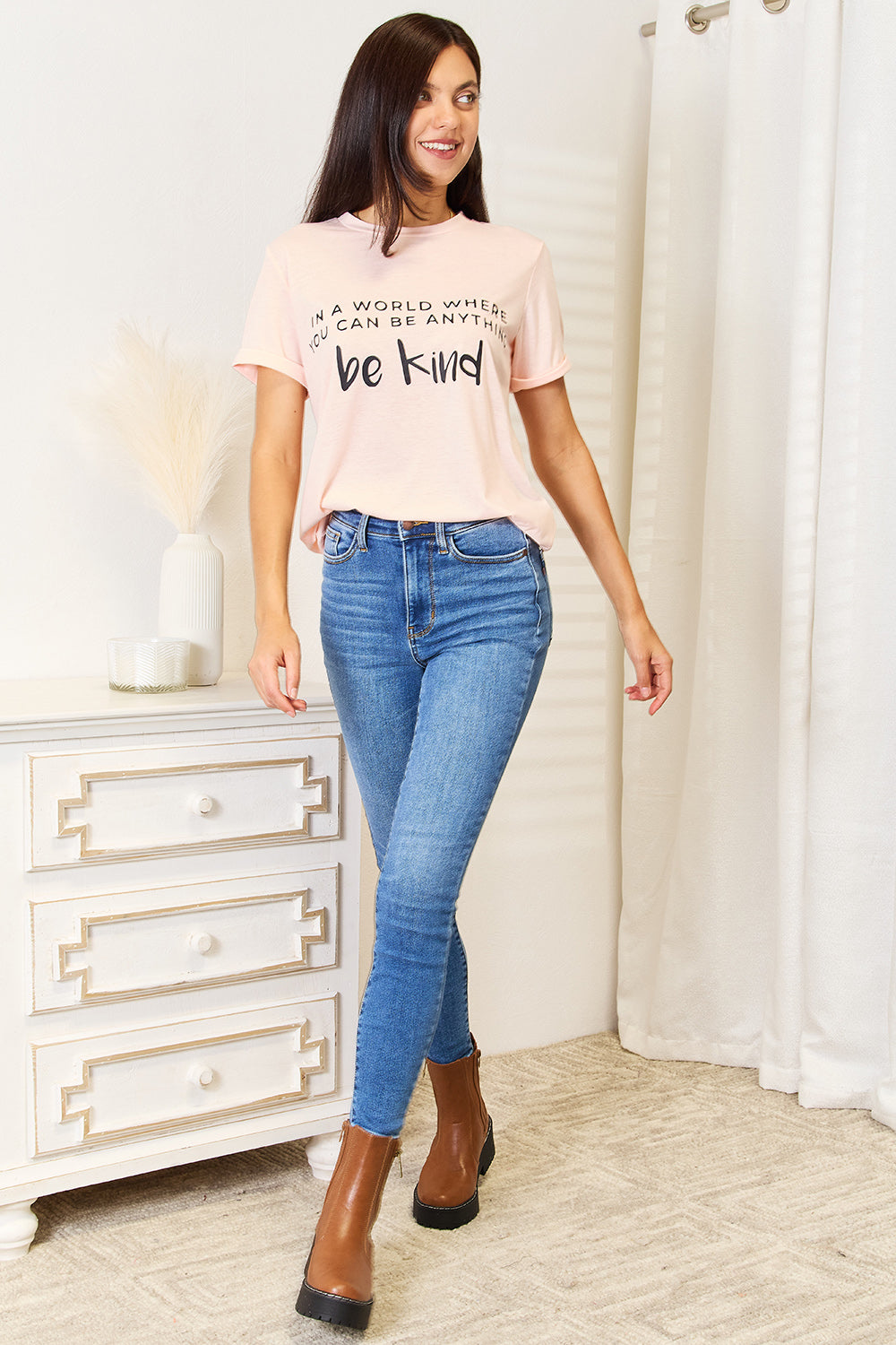 Cuffed Slogan T-shirt