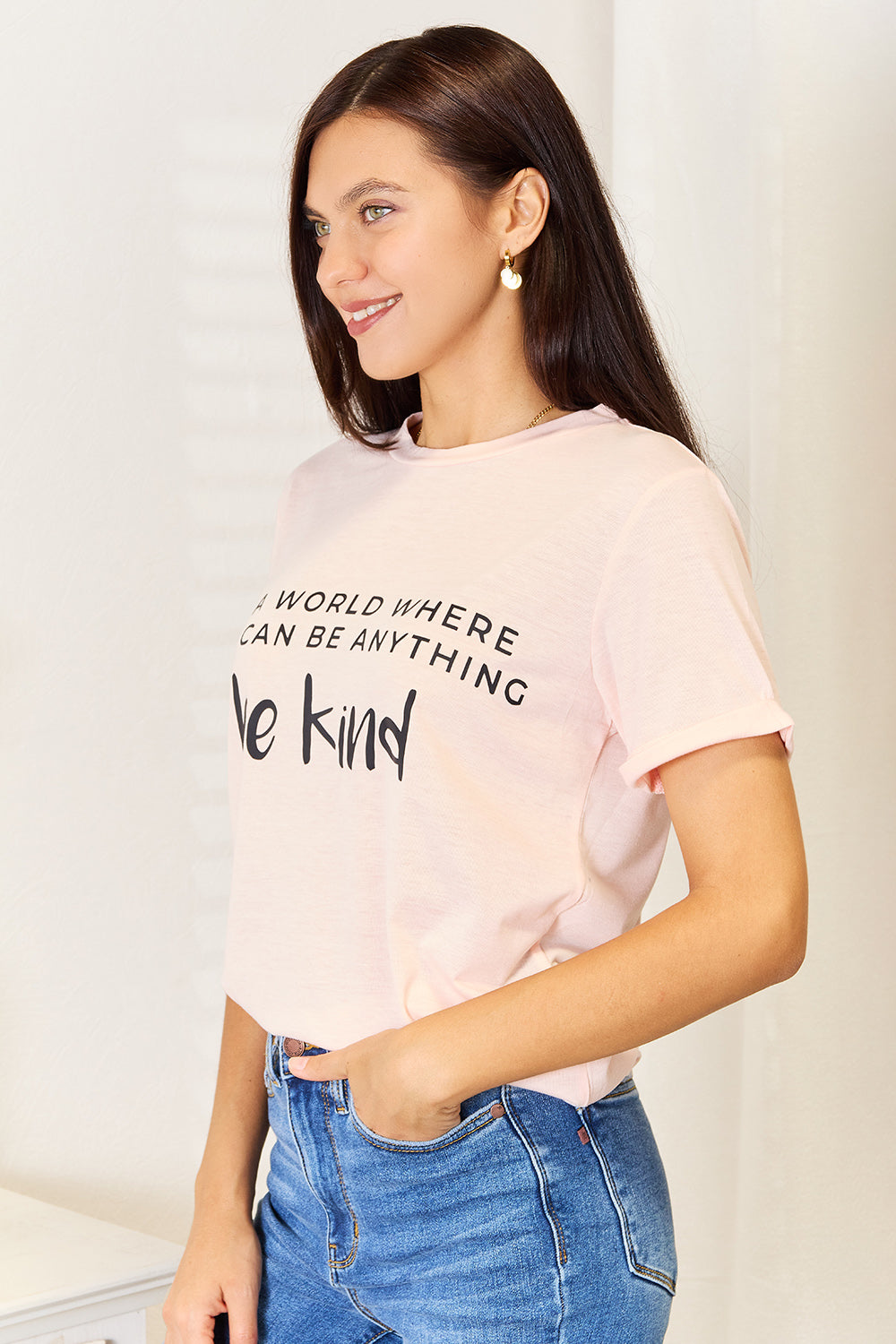 Cuffed Slogan T-shirt