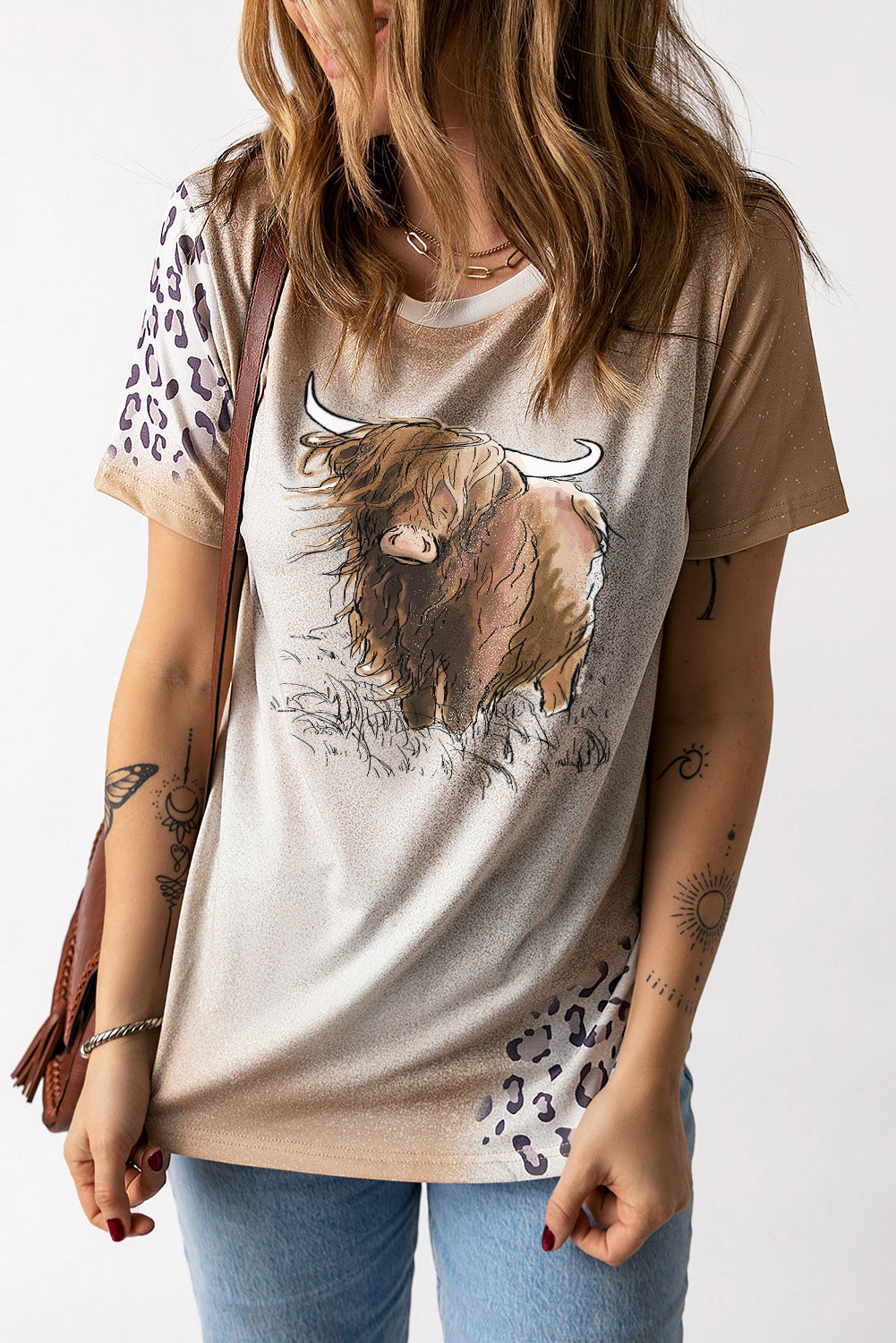 Unleash Your Inner Cowgirl with the Bull Graphic Short Sleeve T-Shirt