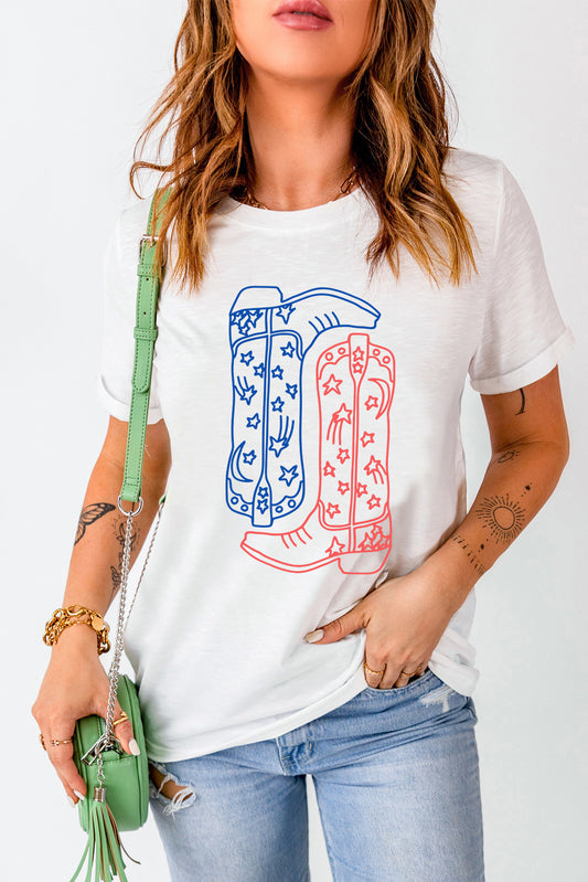 Embrace Western Flair with the Boot Graphic Round Neck T-Shirt