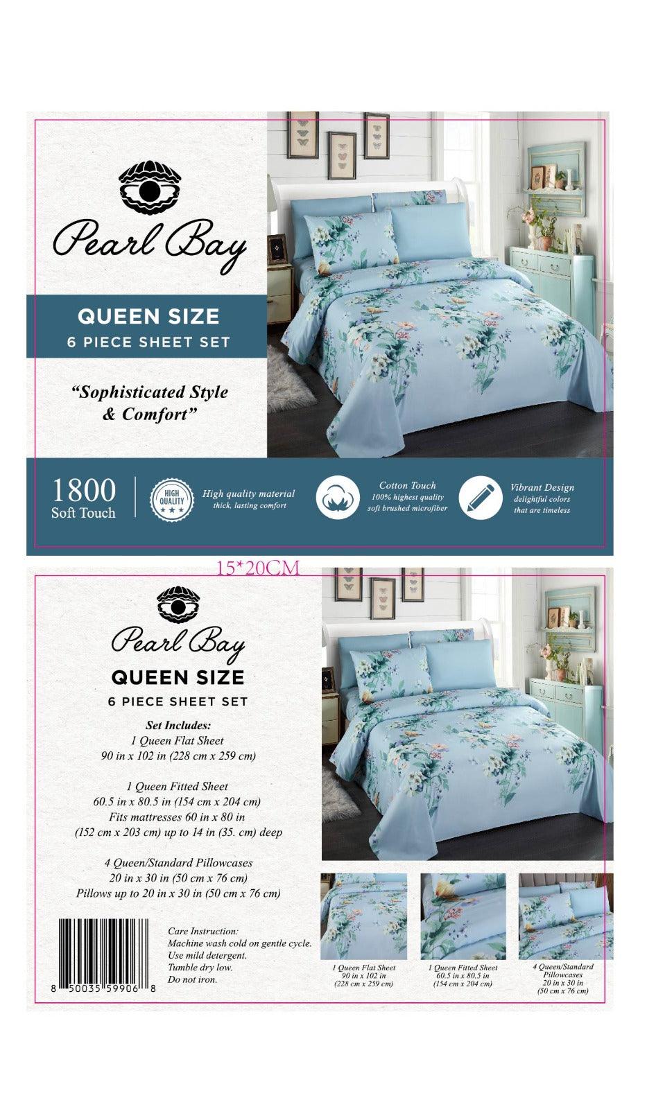 Experience Luxurious Comfort: Pearl Bay's 6 Piece Bed Sheet Set (12 Styles)