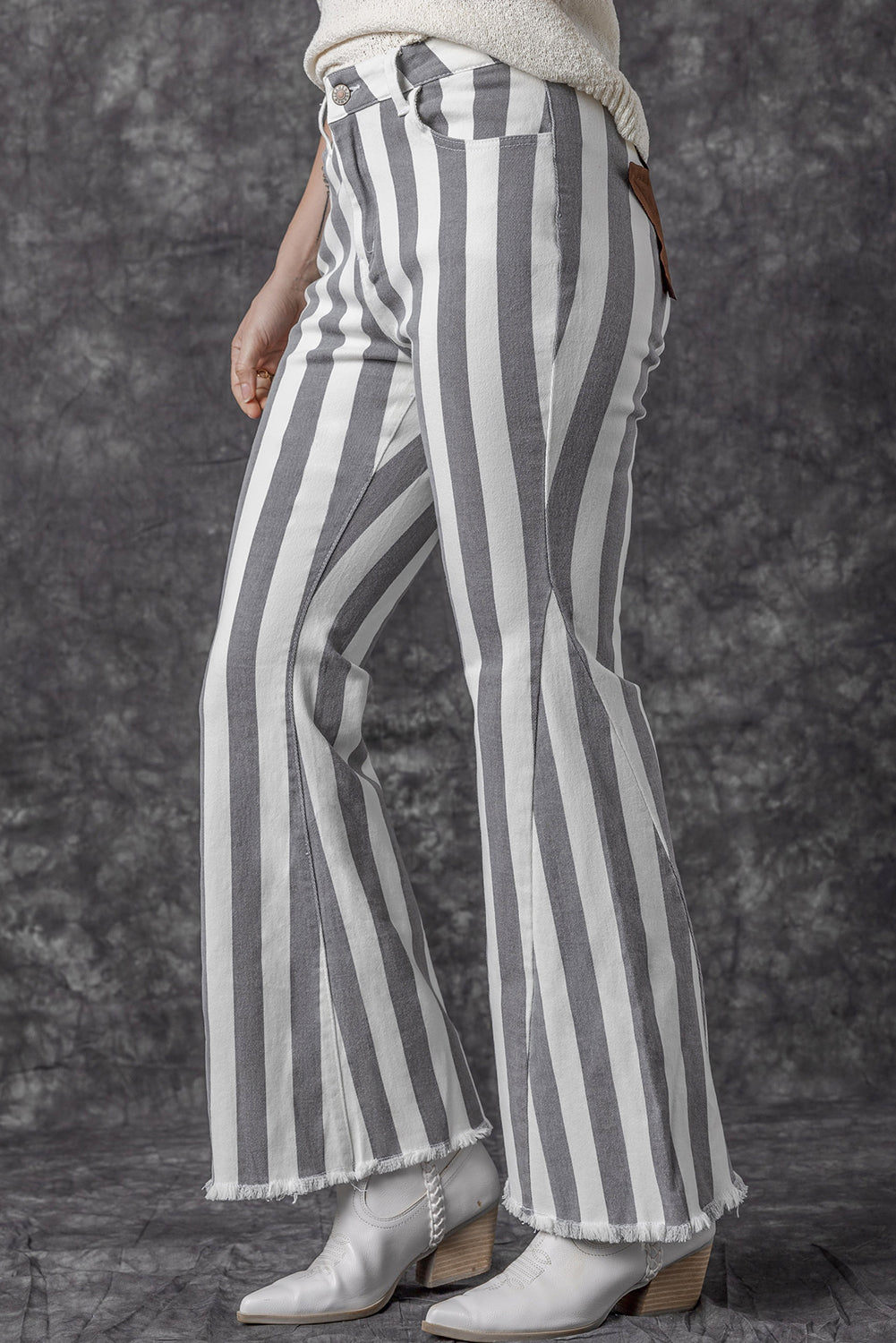 Star Applique Striped Jeans