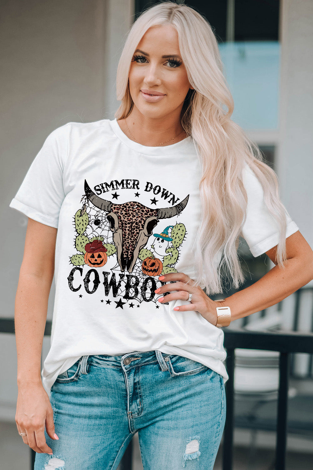 Show Off Your Western Spirit with the COWGIRL Graphic Short Sleeve T-Shirt
