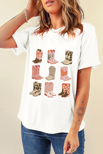Step into Style with the Boot Graphic Round Neck T-Shirt