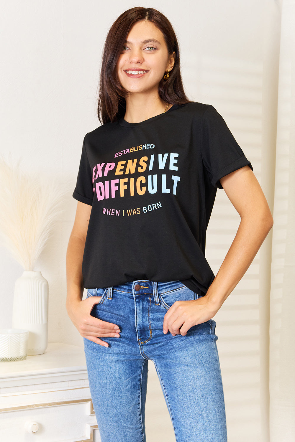 Love Slogan Cuffed T-shirt