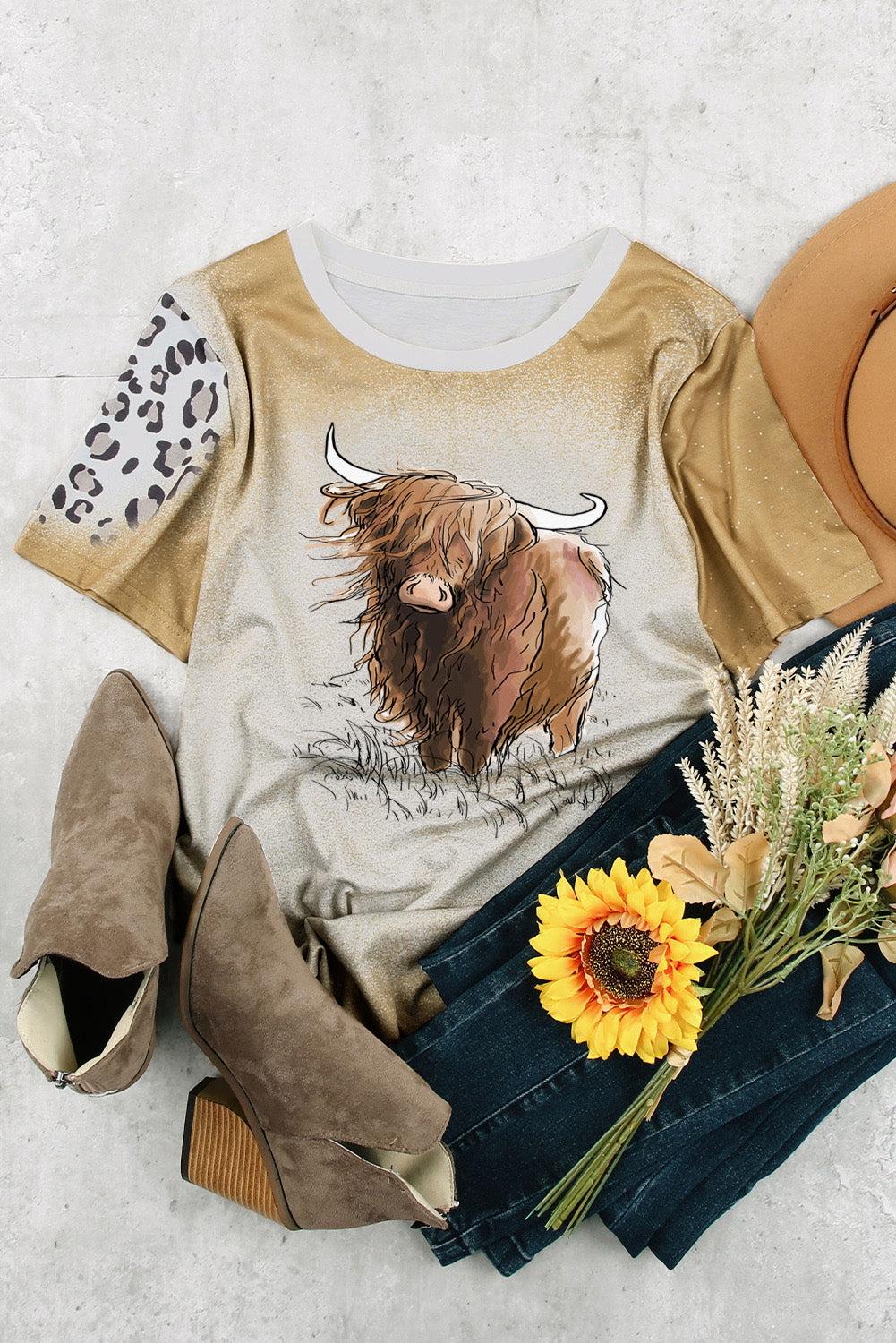 Unleash Your Inner Cowgirl with the Bull Graphic Short Sleeve T-Shirt