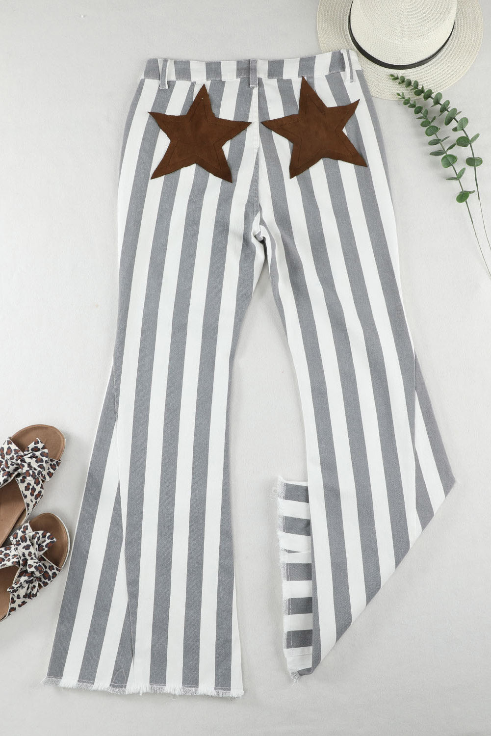 Star Applique Striped Jeans