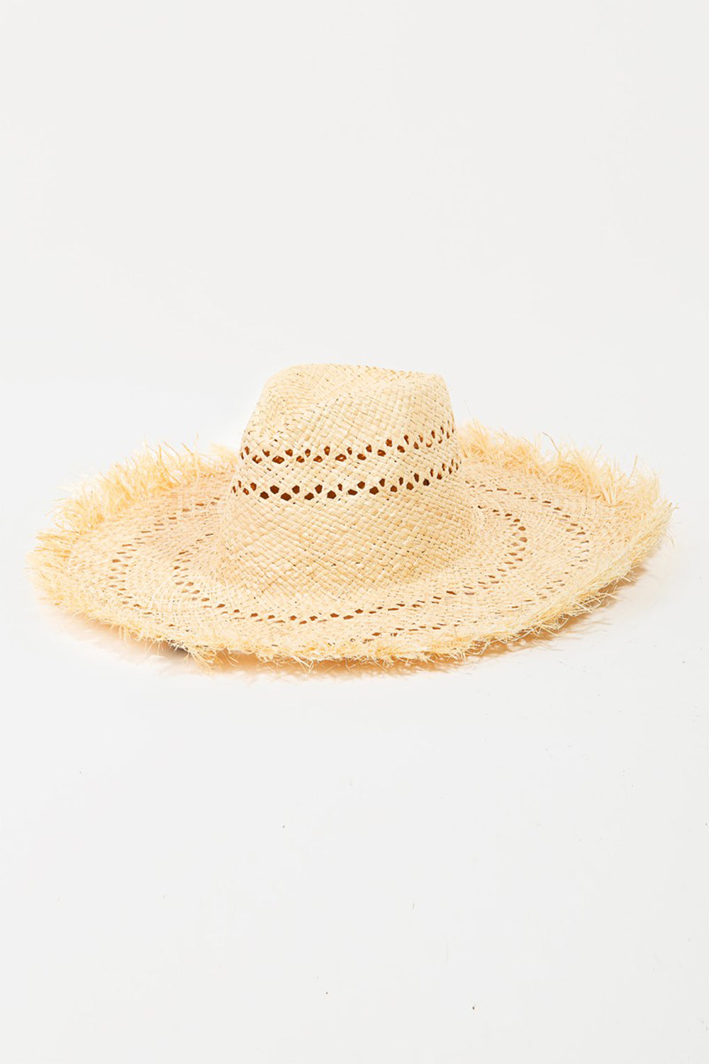 Fame Openwork Raw Hem Weave Hat